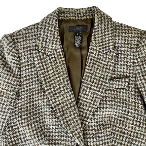 J. Crew Collection Irish Wool Houndstooth Moore Blazer Green Gray Tweed 2 - Picture 3 of 16